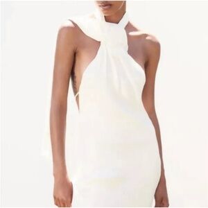 Zara Flower Halter White Mini Dress